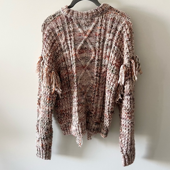 NWT Joie Chunky Knit Meghan Sweater Rose Fringe Crew Neck - Picture 6 of 16